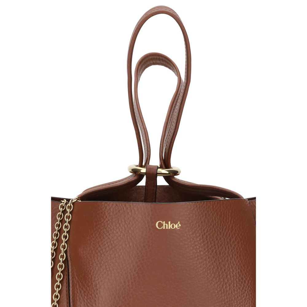Borsa a spalla Chloé in pelle di vitello marrone Bos Taurus