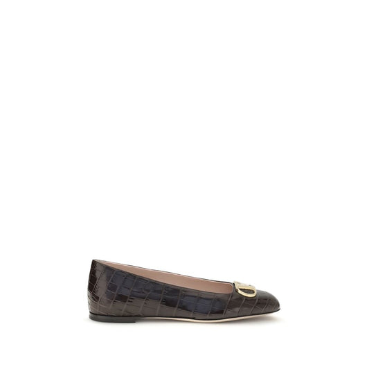 Valentino Garavani Ballerine Marroni in Pelle di Vitello Bos Taurus