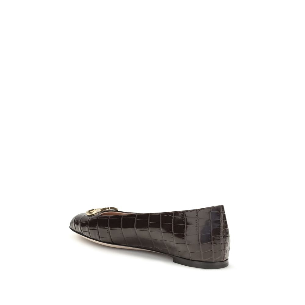 Valentino Garavani Ballerine Marroni in Pelle di Vitello Bos Taurus