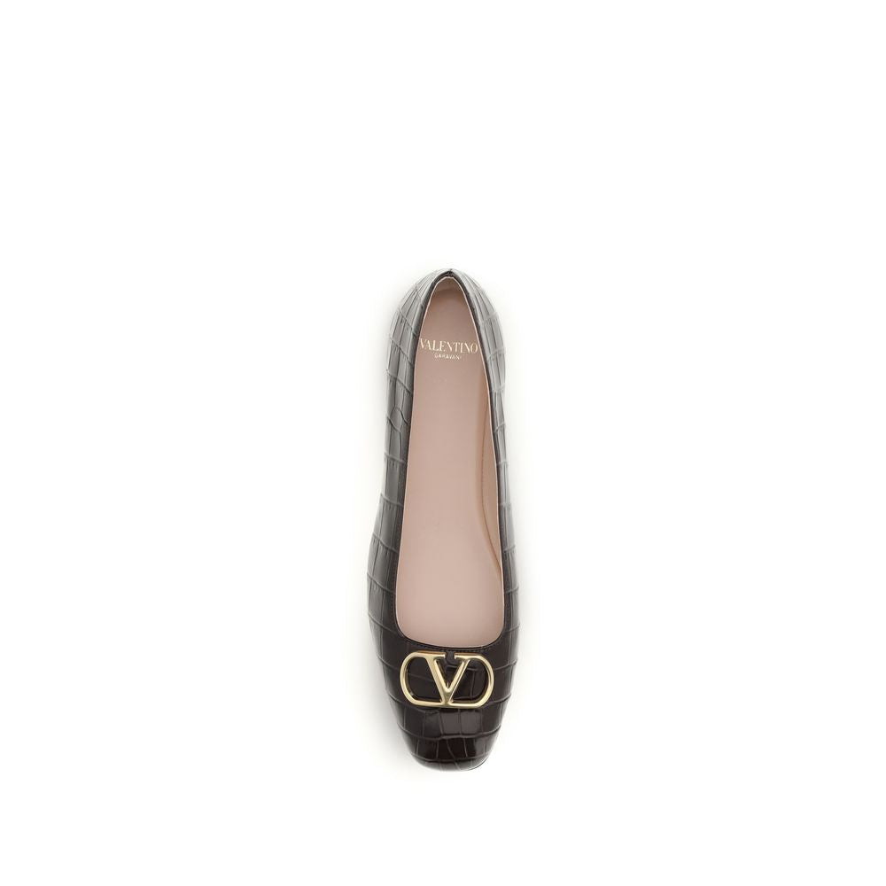 Valentino Garavani Ballerine Marroni in Pelle di Vitello Bos Taurus