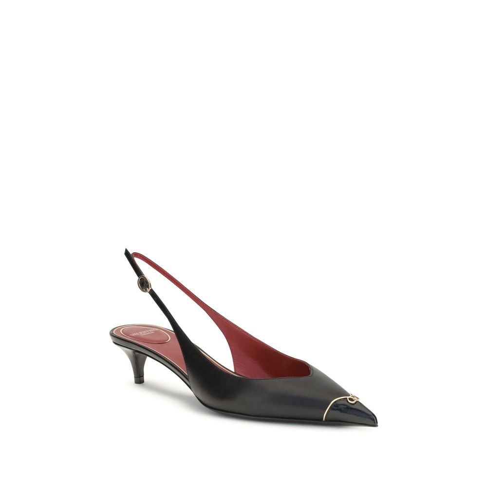 Escarpins Valentino Garavani en cuir de veau noir Bos Taurus à talon moyen