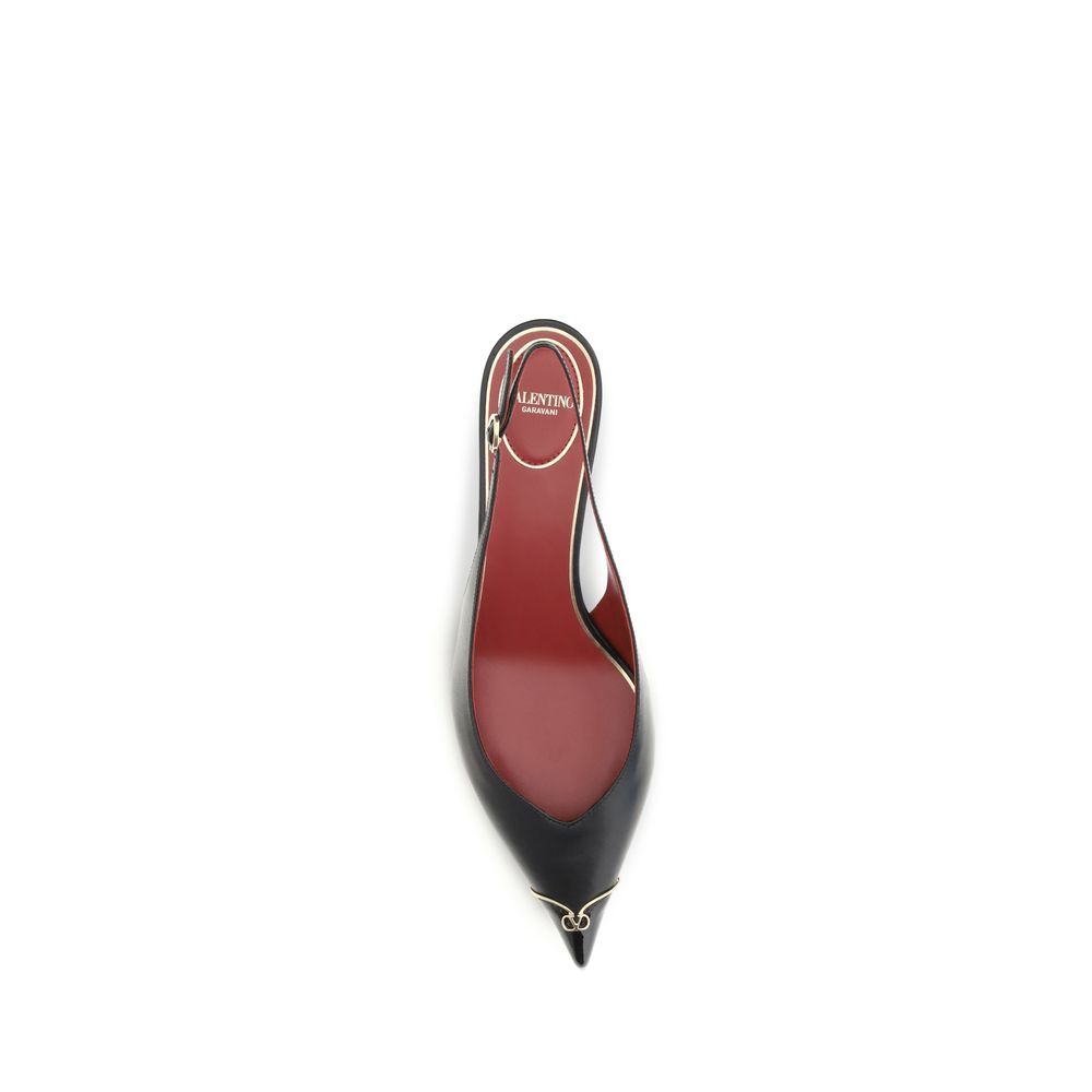 Escarpins Valentino Garavani en cuir de veau noir Bos Taurus à talon moyen