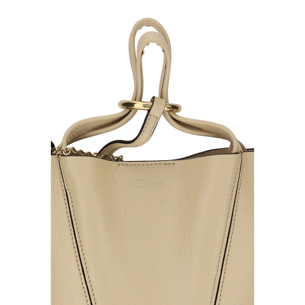 Borsa a spalla Chloé in pelle di vitello beige Bos Taurus
