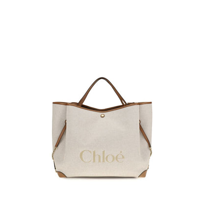 Borsa a spalla Chloé in cotone beige