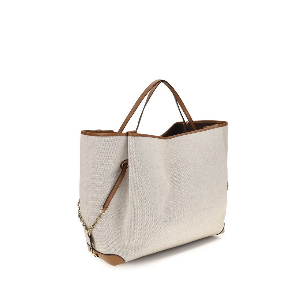 Borsa a spalla Chloé in cotone beige