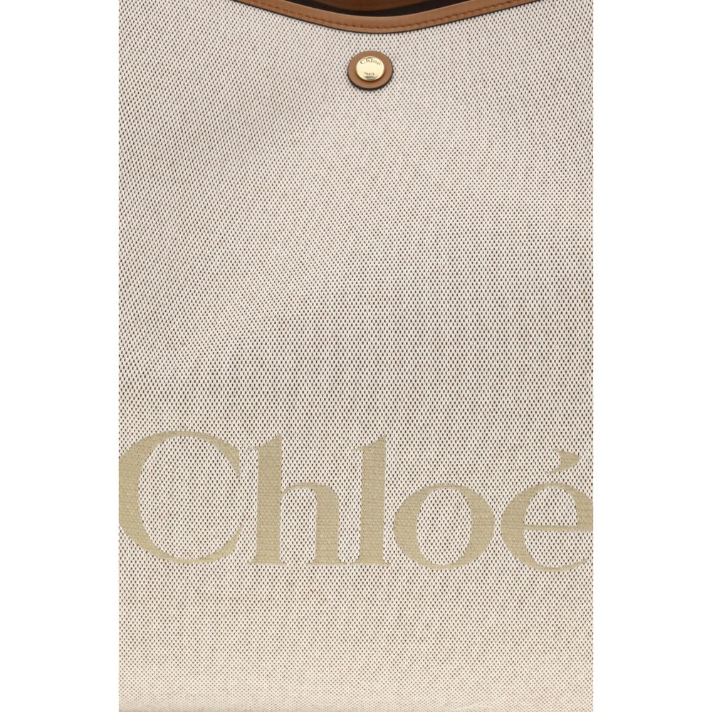 Borsa a spalla Chloé in cotone beige