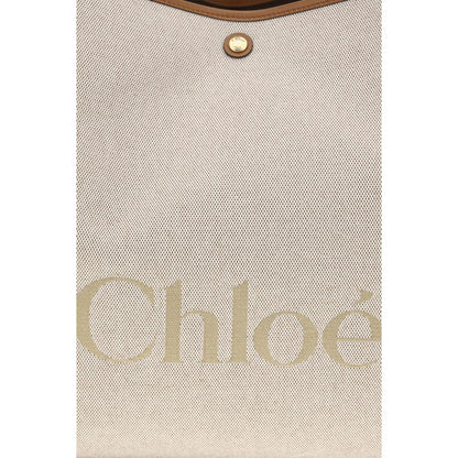 Borsa a spalla Chloé in cotone beige