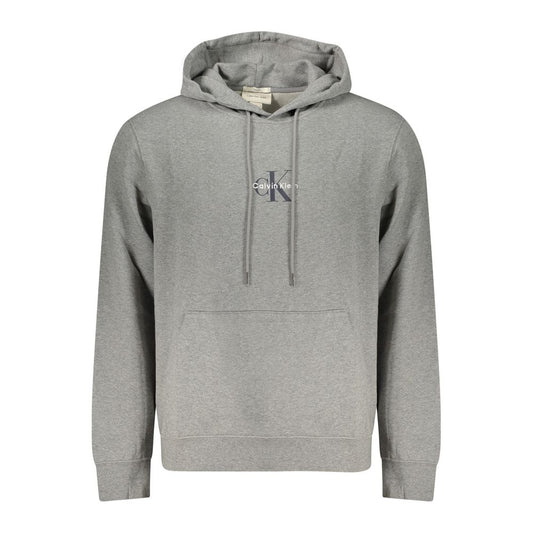 Felpa con cappuccio da uomo in cotone grigio Calvin Klein