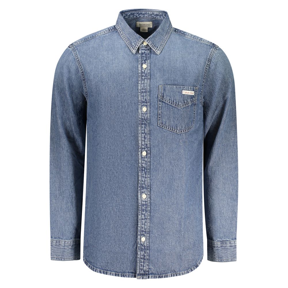 Camicia da uomo in cotone blu Calvin Klein