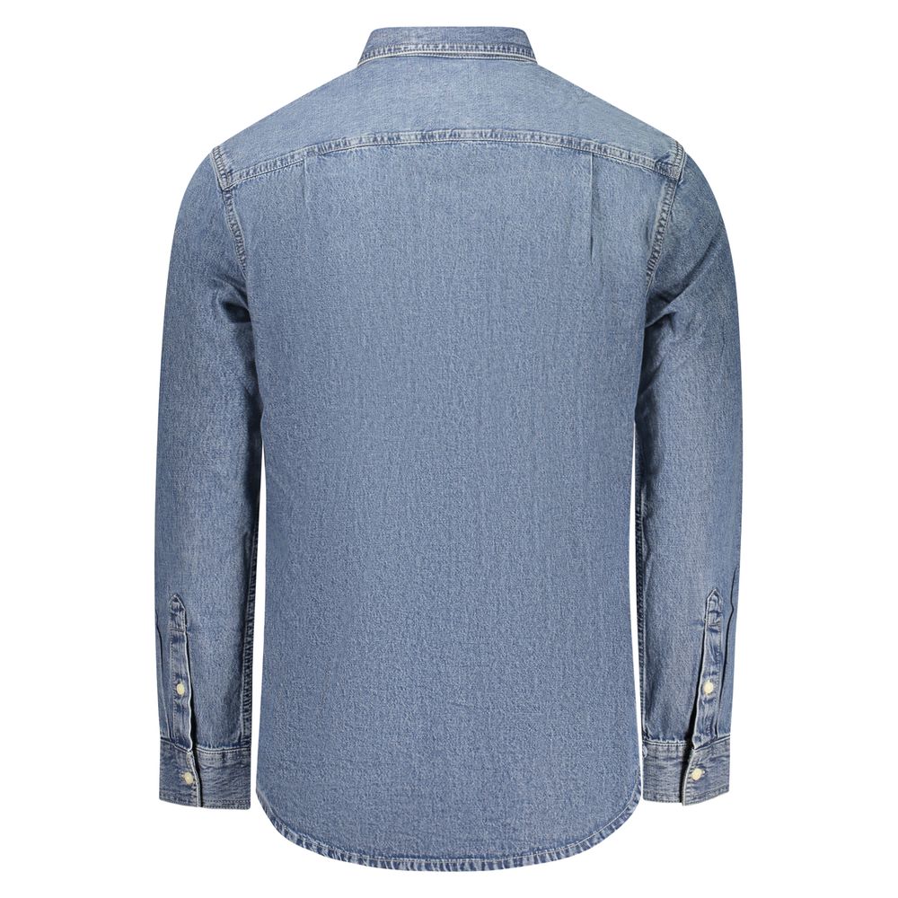 Camicia da uomo in cotone blu Calvin Klein