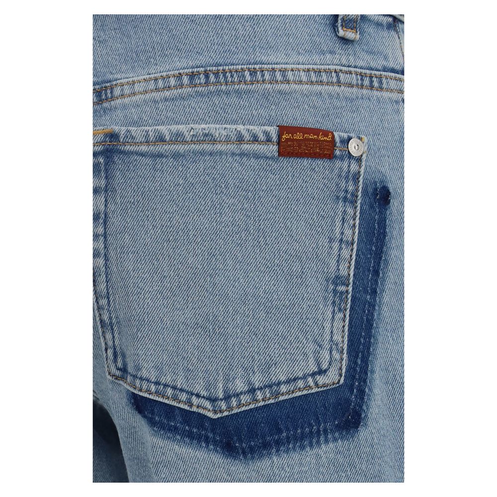 7FOR Blauwe Katoenen Straight-Leg Jeans