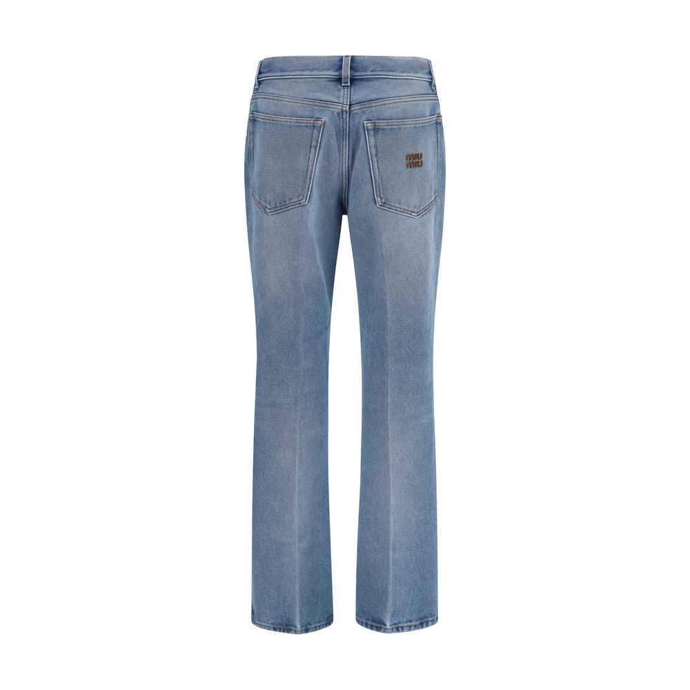 Miu Miu Jeans in Poliestere Blu Vestibilità Rilassata