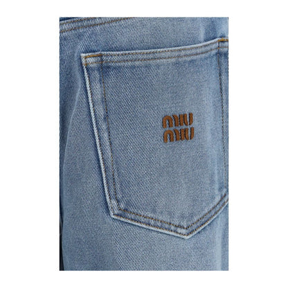Miu Miu Blue Polyester Relaxed Fit Jeans