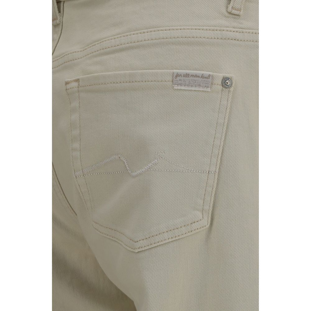 7FOR Beige Katoenen Jeans met Rechte Pijpen