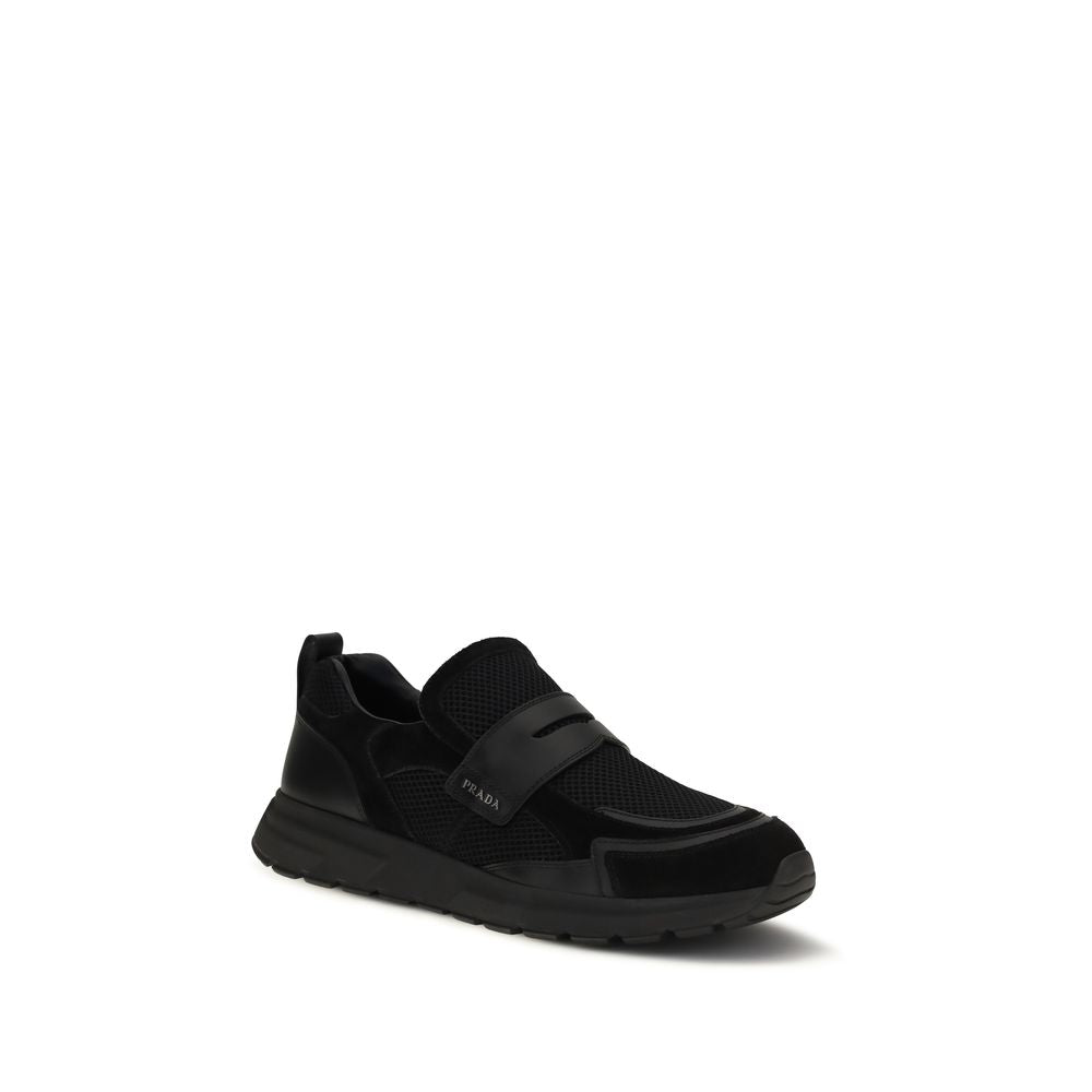 Prada Zwarte Kalfsleren Bos Taurus Atletische Sneakers