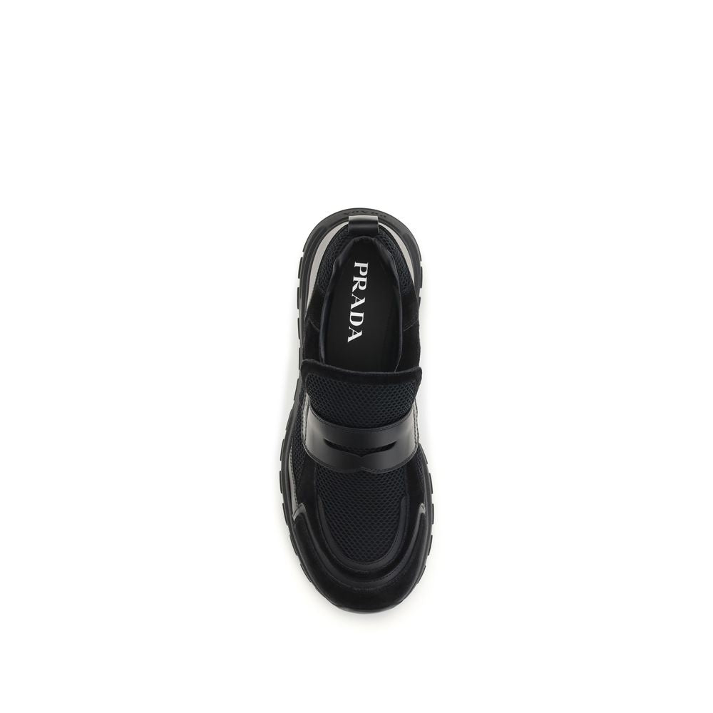 Prada Zwarte Kalfsleren Bos Taurus Atletische Sneakers