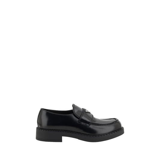 Prada Black Calf Leather Bos Taurus Platform Loafers