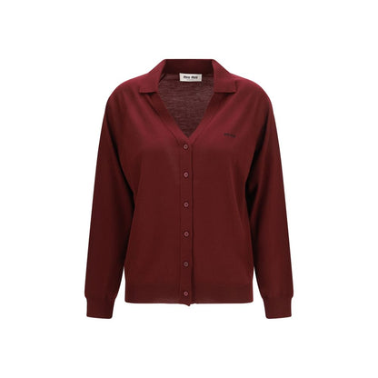 Miu Miu Bordeaux Wool Oves Aries Cardigan
