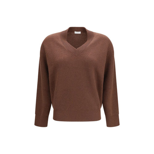 Brunello Cucinelli Maglione Marrone in Cashmere