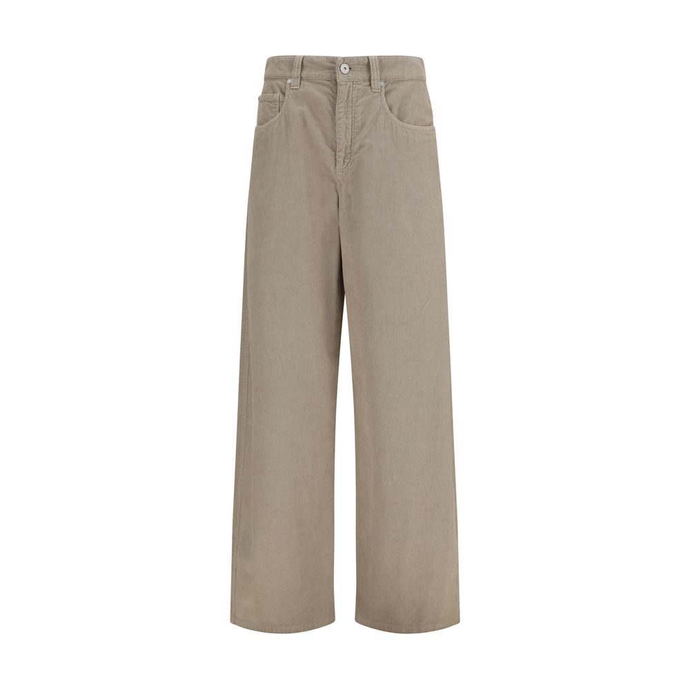 Brunello Cucinelli Pantaloni casual in cotone beige