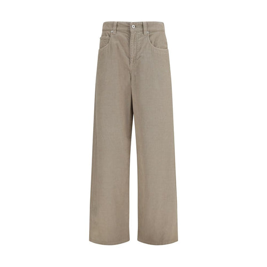 Brunello Cucinelli Pantaloni casual in cotone beige