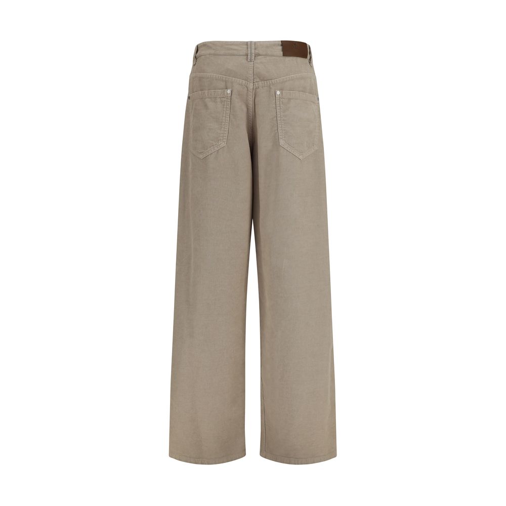 Brunello Cucinelli Pantaloni casual in cotone beige