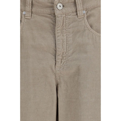 Brunello Cucinelli Pantaloni casual in cotone beige