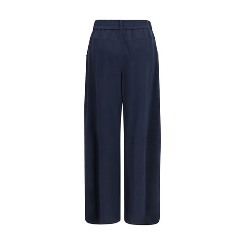 Pantalones informales de algodón azul Brunello Cucinelli