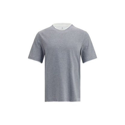 T-shirt grigia in cotone Brunello Cucinelli