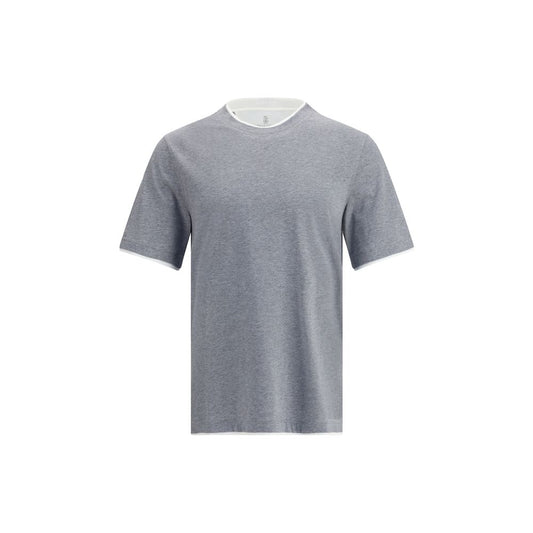 T-shirt grigia in cotone Brunello Cucinelli