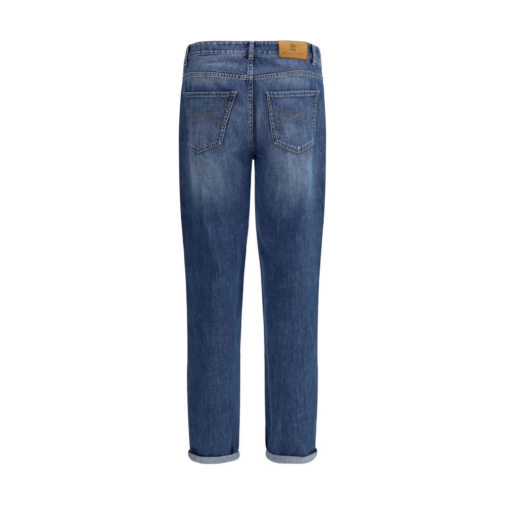 Jean droit en coton bleu Brunello Cucinelli