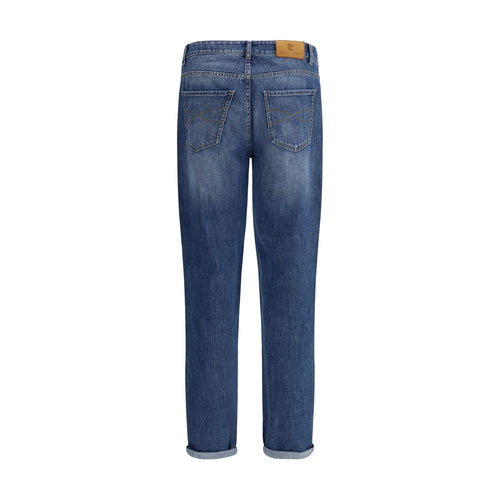 Vaqueros rectos de algodón azul Brunello Cucinelli