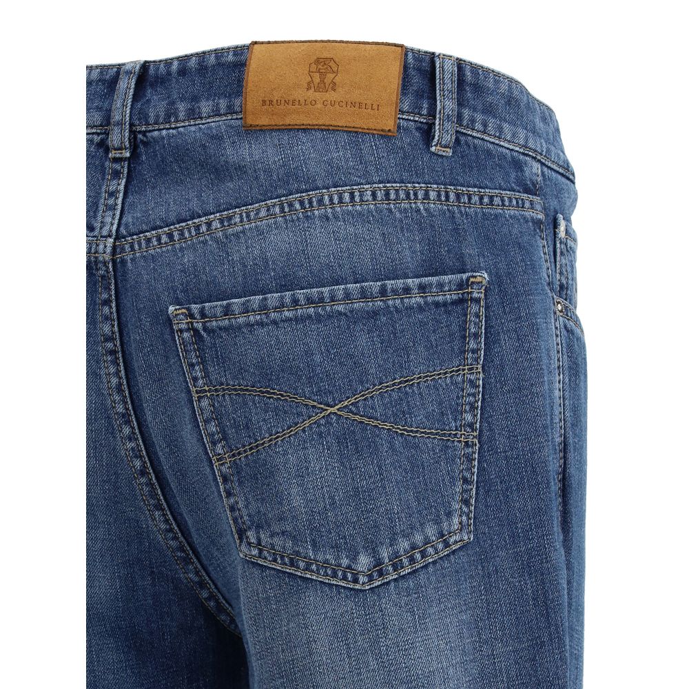 Jean droit en coton bleu Brunello Cucinelli