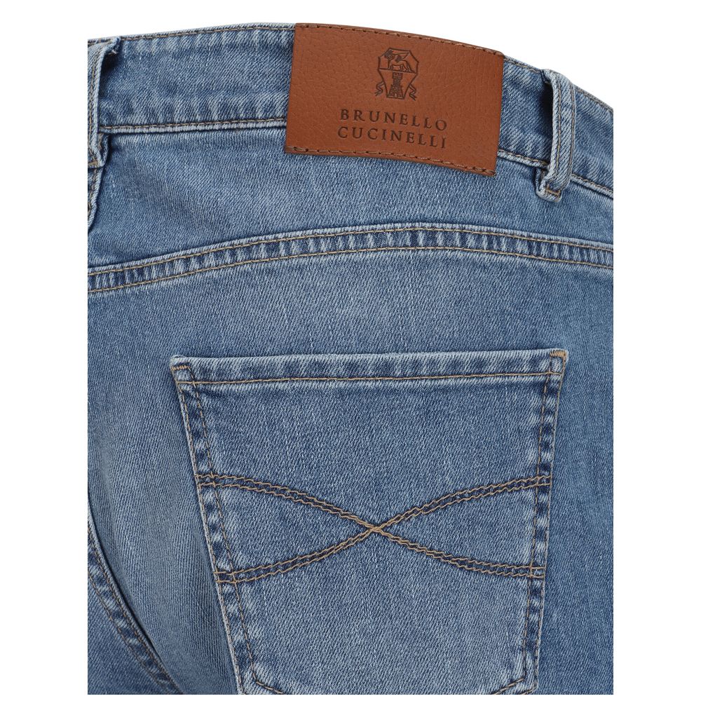 Jeans Brunello Cucinelli in cotone blu a gamba dritta