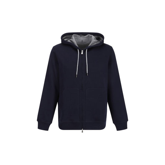 Felpa blu in cotone Brunello Cucinelli