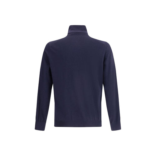 Brunello Cucinelli Blauer Rollkragenpullover aus Wolle Oves Aries