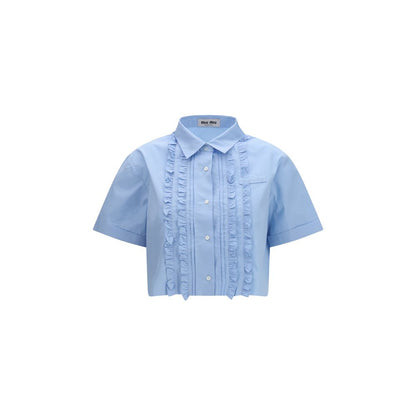 Chemise Miu Miu manches courtes en coton bleu
