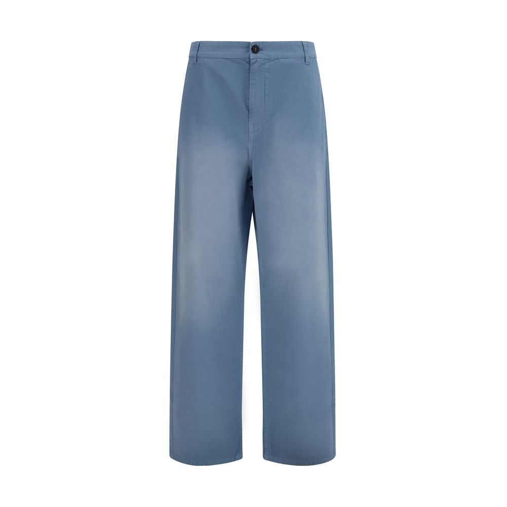 Pantaloni Casual Miu Miu in Cotone Blu