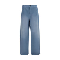 Pantaloni Casual Miu Miu in Cotone Blu