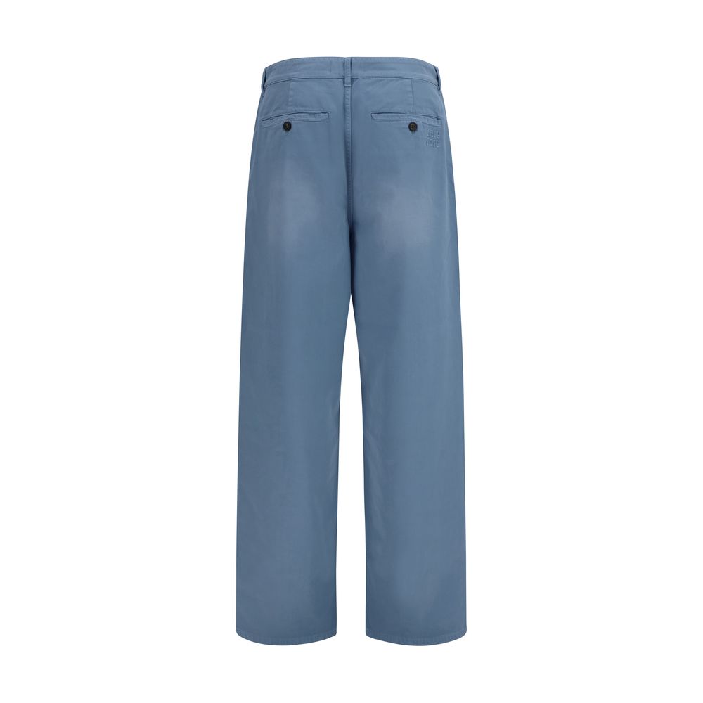 Pantaloni Casual Miu Miu in Cotone Blu