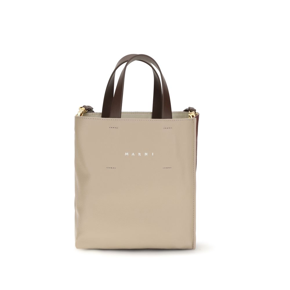 Marni handtas van beige kalfsleer (Bos taurus)