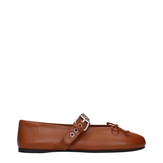 Ballerine in pelle marrone Miu Miu