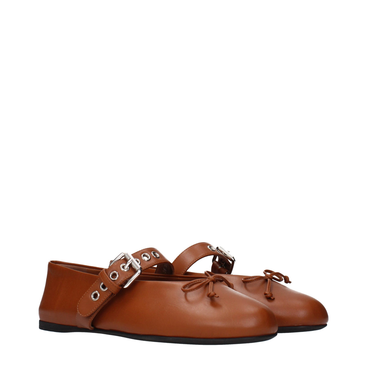 Ballerine in pelle marrone Miu Miu