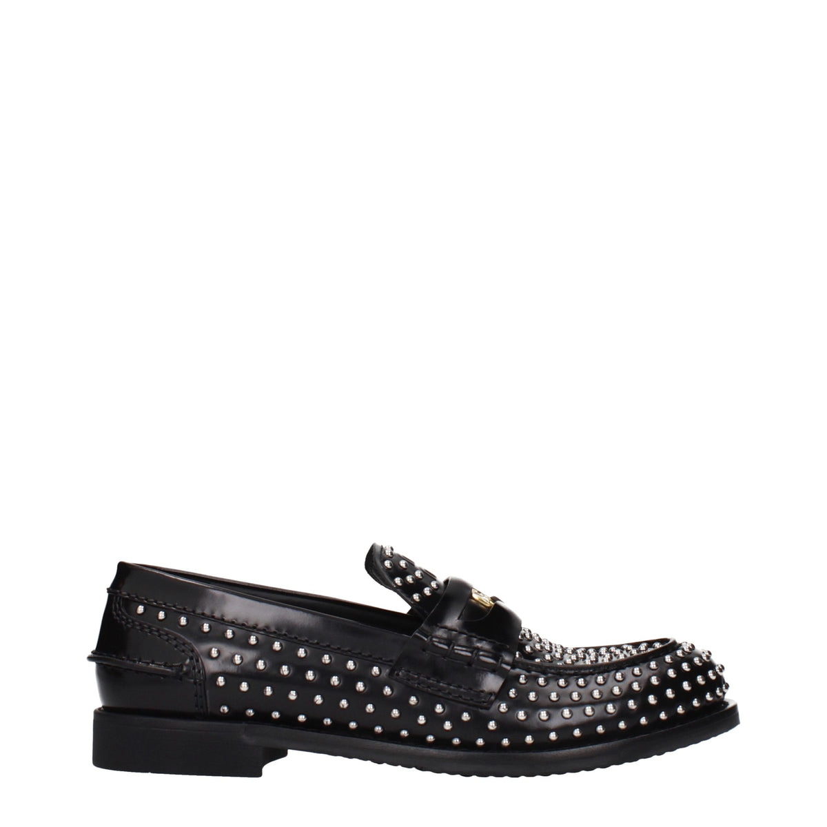 Mocassini slip-on in pelle nera Miu Miu