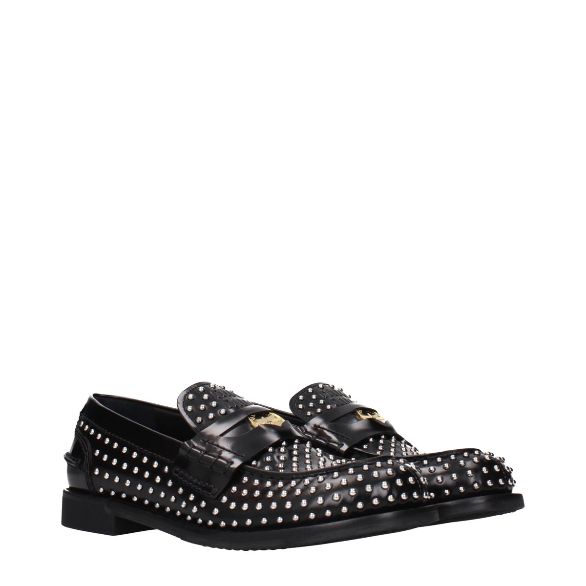Mocassini slip-on in pelle nera Miu Miu