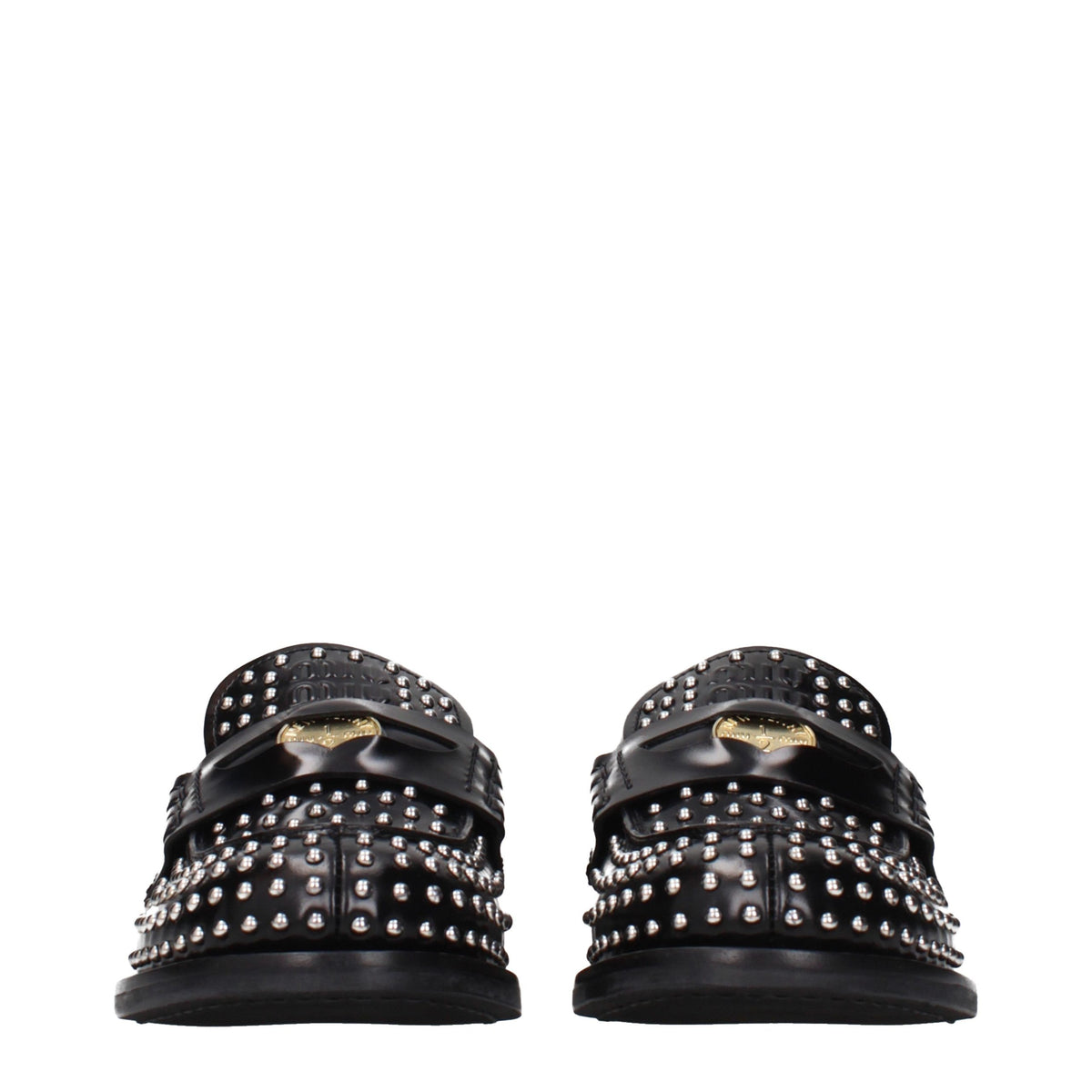 Mocassini slip-on in pelle nera Miu Miu
