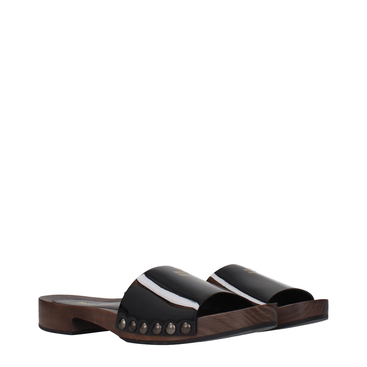 Miu Miu Ciabatte Nere in Pelle
