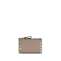 Valentino Garavani Portefeuille Bos Taurus en Cuir de Veau Beige