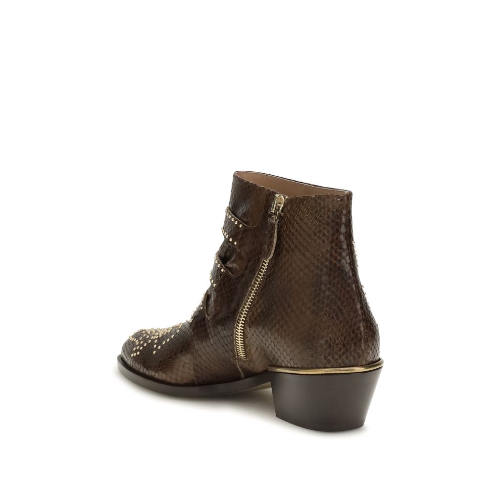 Stivaletti Chloé in pelle di vitello marrone Bos Taurus
