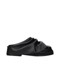 The Attico Black Leather Slippers